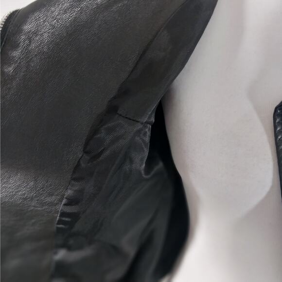 LINEA! RICH BLACK GENUINE LEATHER & KNIT ZIPPER FRONT JACKET, BLAZER! SZ 18W - Picture 7 of 15